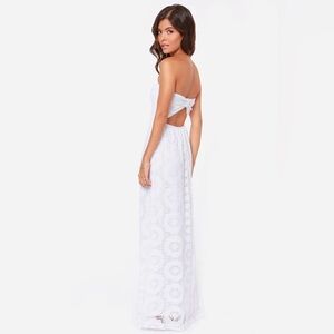 Lulus No Less Than Flawless Strapless White Lace Maxi Dress